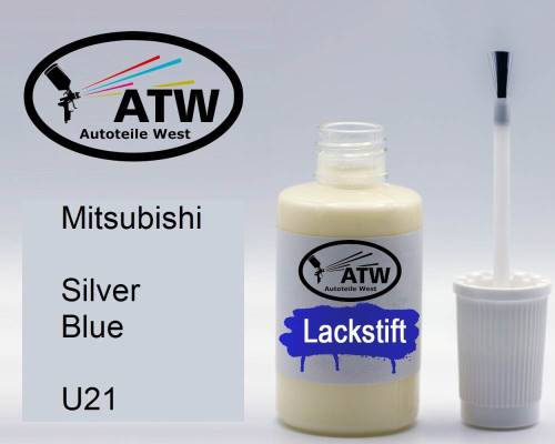 Mitsubishi, Silver Blue, U21: 20ml Lackstift, von ATW Autoteile West.